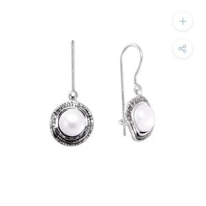Elegant Silver Pearl Earrings NWOT